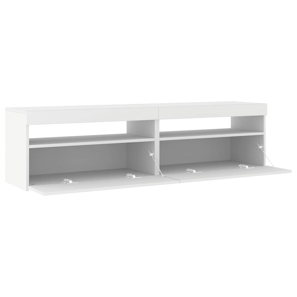 vidaXL Szafki pod TV z oświetleniem LED, 2 szt., białe, 75x35x40 cm