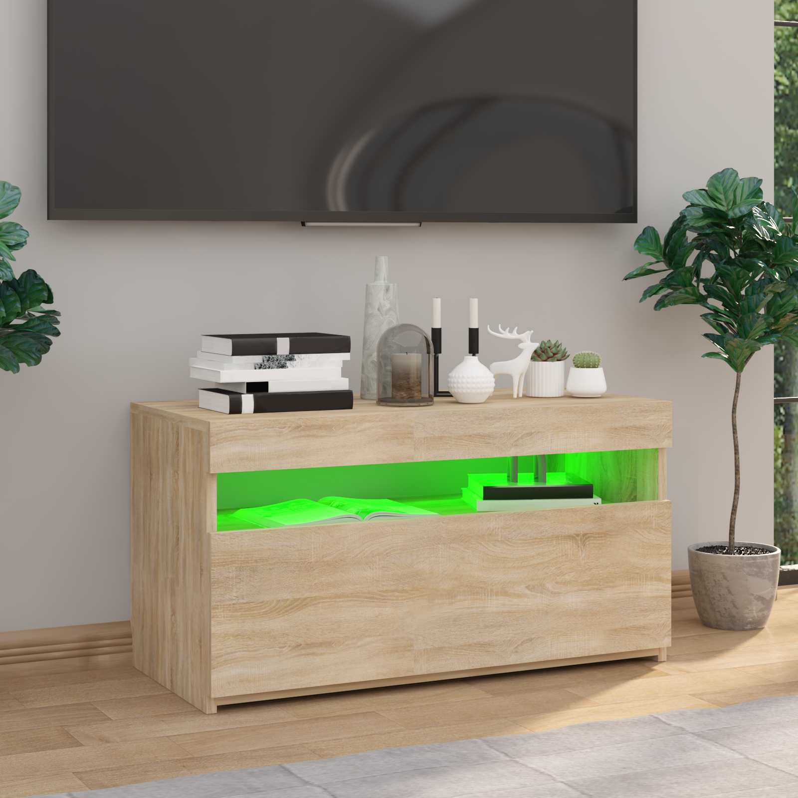 vidaXL Szafka TV z oświetleniem LED, dąb sonoma, 75x35x40 cm