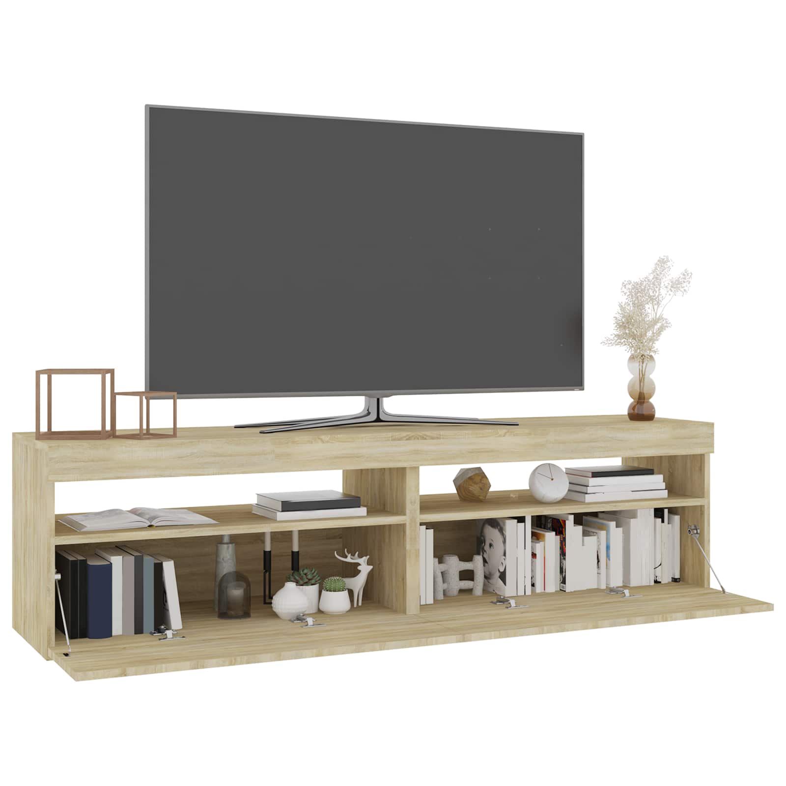 vidaXL Szafki pod TV z LED, 2 szt., dąb sonoma, 75x35x40 cm