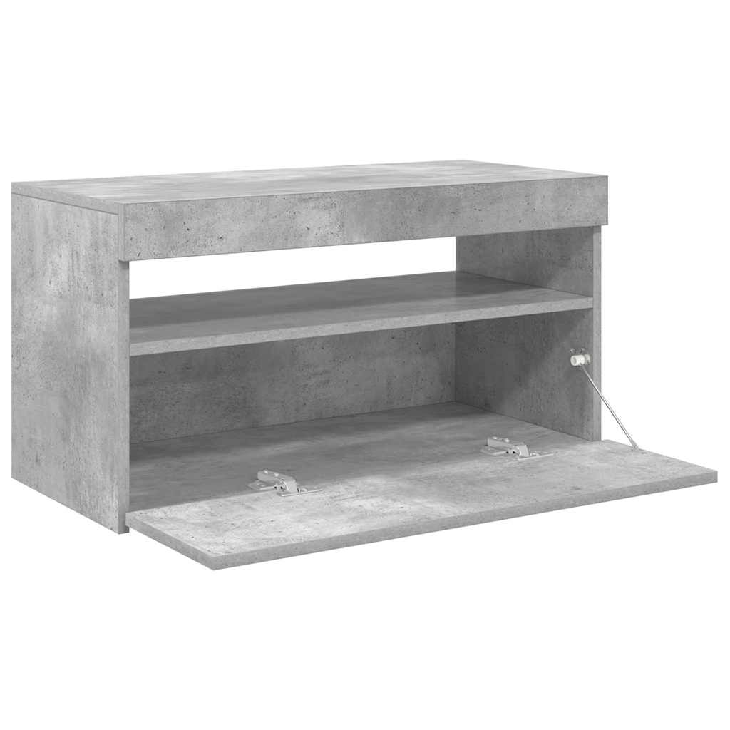 vidaXL Szafka pod TV z oświetleniem LED, szarość betonu, 75x35x40 cm
