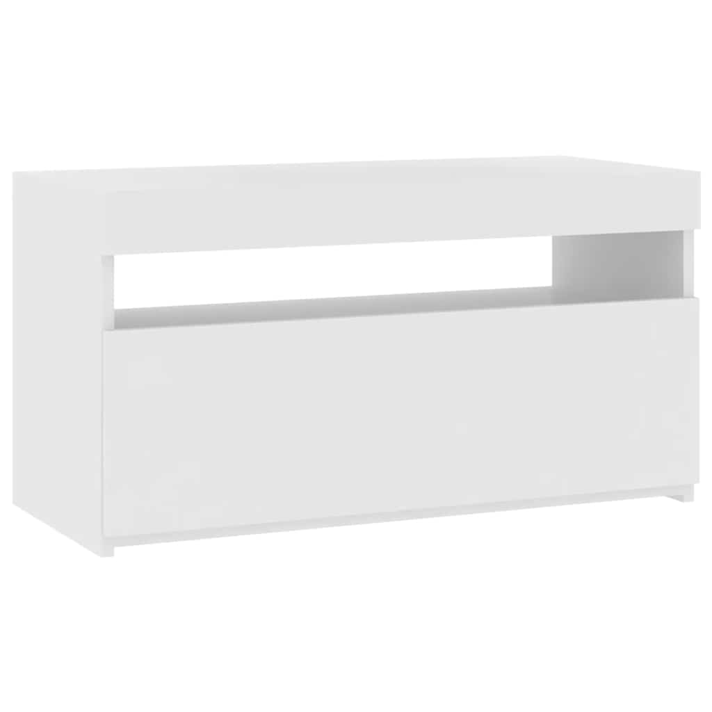 vidaXL Szafka TV z oświetleniem LED, biała, wysoki połysk, 75x35x40 cm