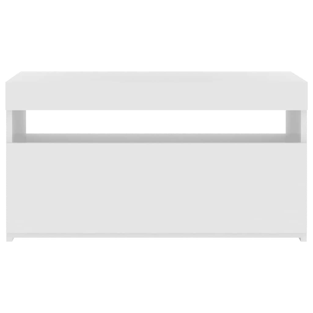 vidaXL Szafka TV z oświetleniem LED, biała, wysoki połysk, 75x35x40 cm