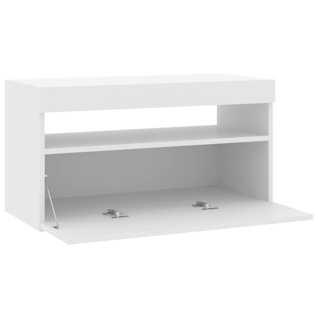 vidaXL Szafka TV z oświetleniem LED, biała, wysoki połysk, 75x35x40 cm