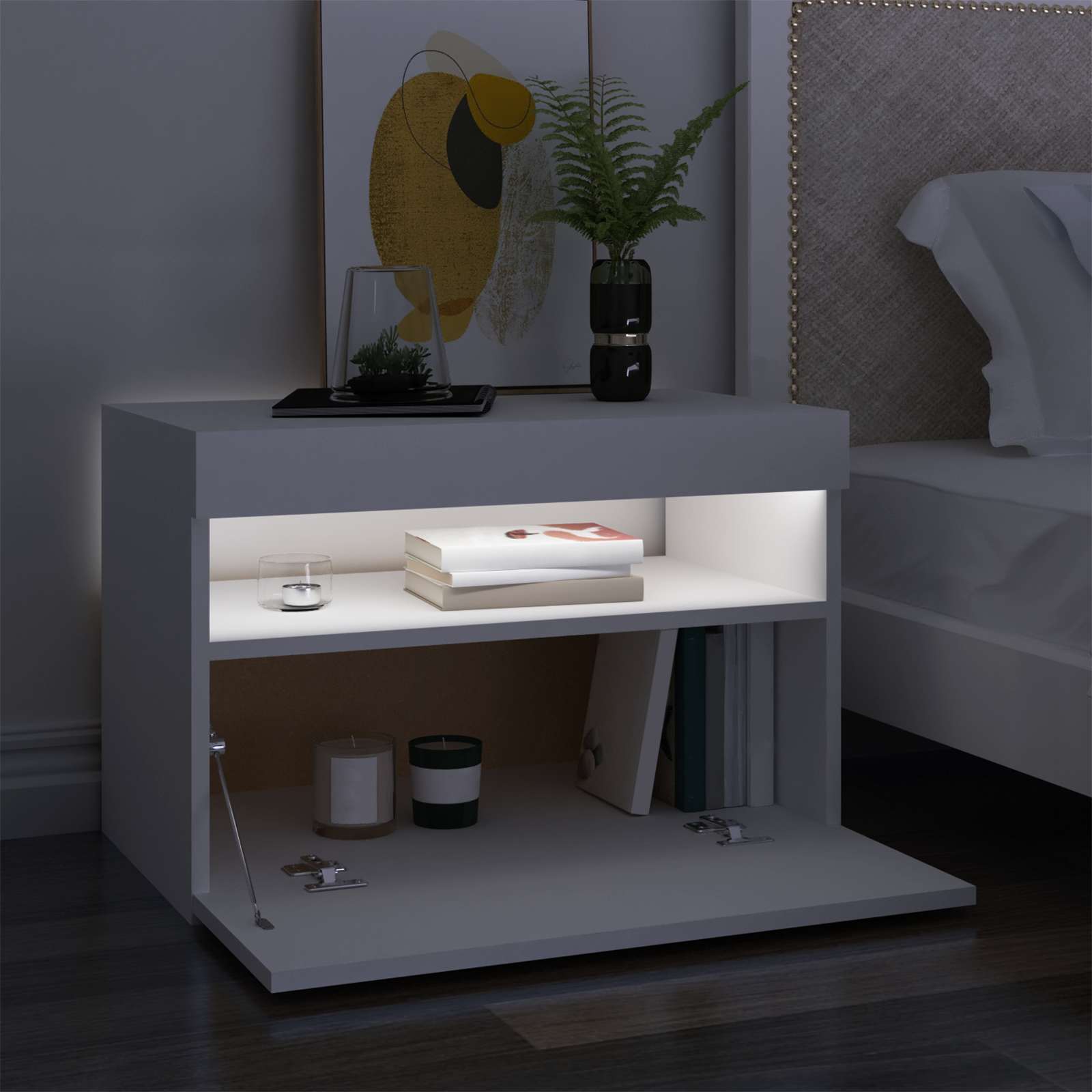 vidaXL Szafka pod TV z oświetleniem LED, biała, 60x35x40 cm