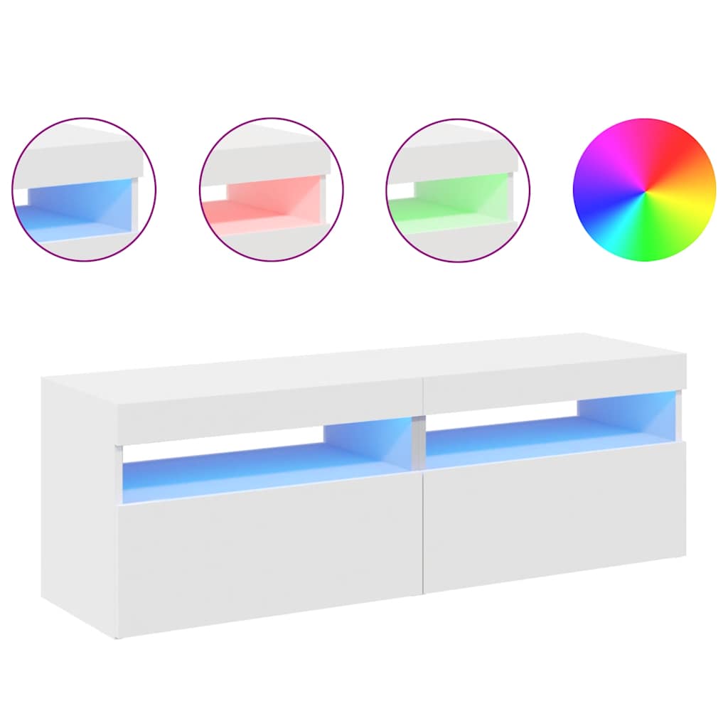 vidaXL Szafki TV z oświetleniem LED, 2 szt., białe, 60x35x40 cm