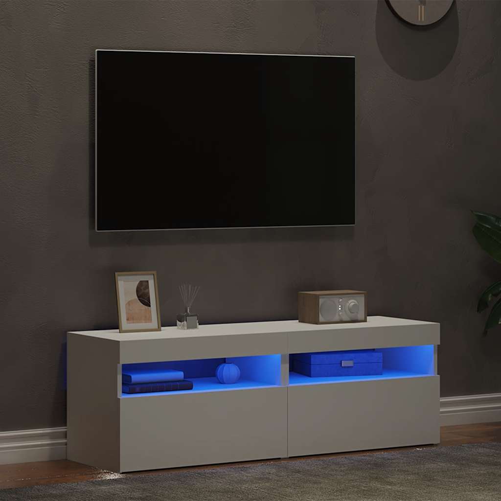 vidaXL Szafki TV z oświetleniem LED, 2 szt., białe, 60x35x40 cm