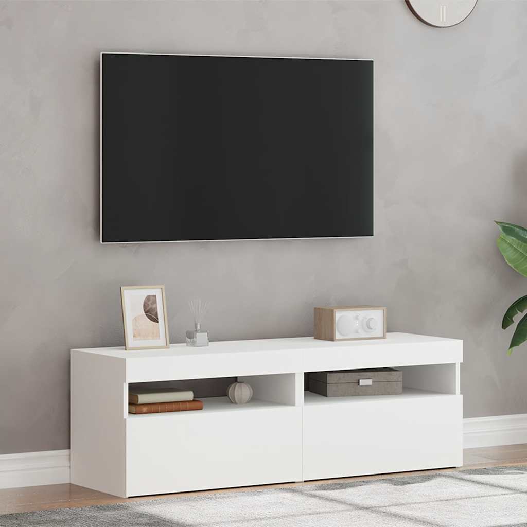 vidaXL Szafki TV z oświetleniem LED, 2 szt., białe, 60x35x40 cm