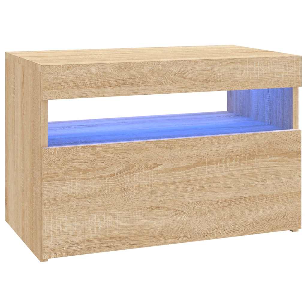 vidaXL Szafka pod TV z oświetleniem LED, dąb sonoma, 60x35x40 cm