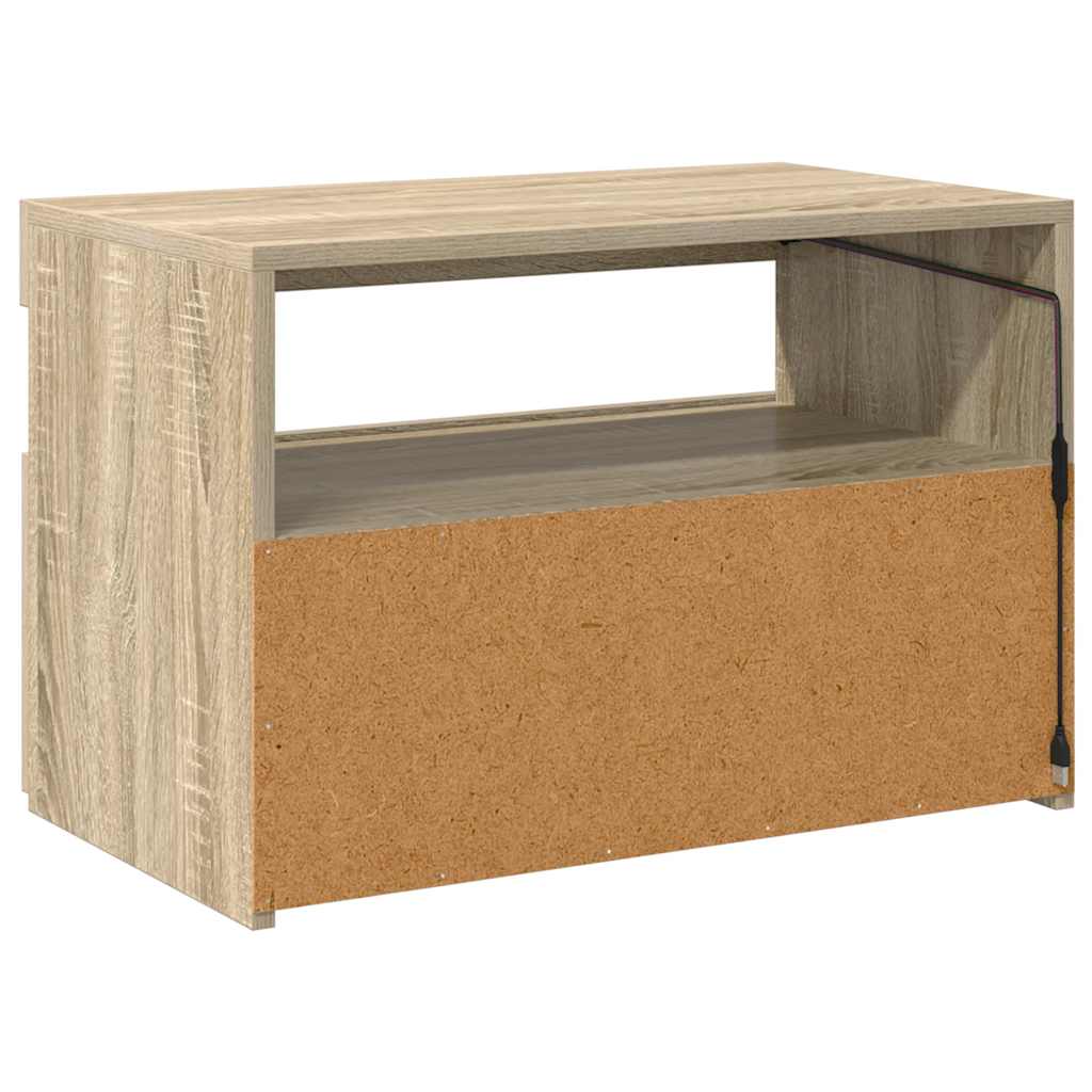 vidaXL Szafka pod TV z oświetleniem LED, dąb sonoma, 60x35x40 cm