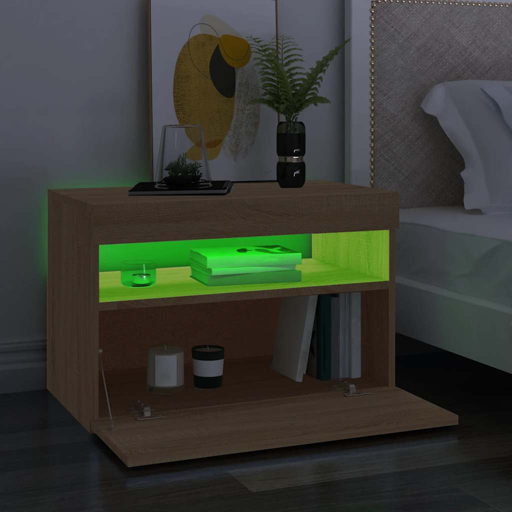 vidaXL Szafka pod TV z oświetleniem LED, dąb sonoma, 60x35x40 cm