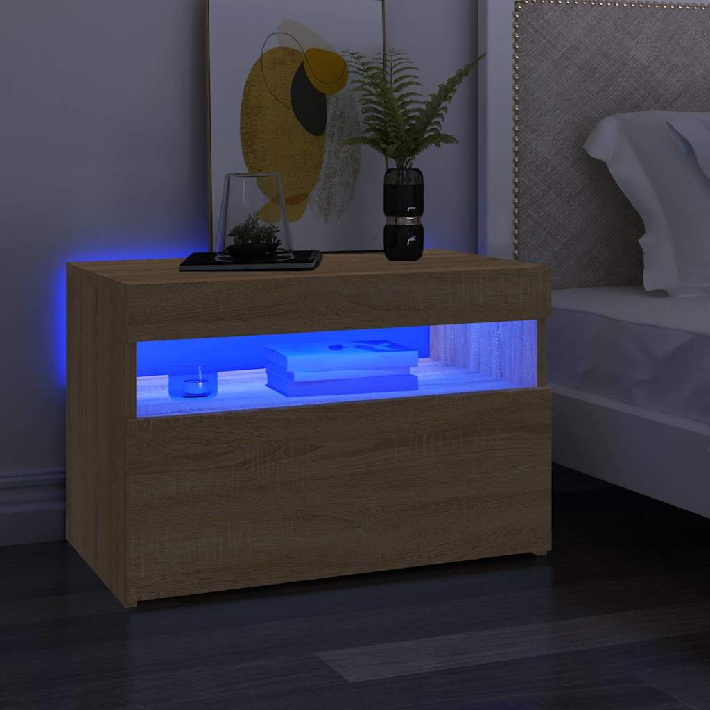 vidaXL Szafka pod TV z oświetleniem LED, dąb sonoma, 60x35x40 cm