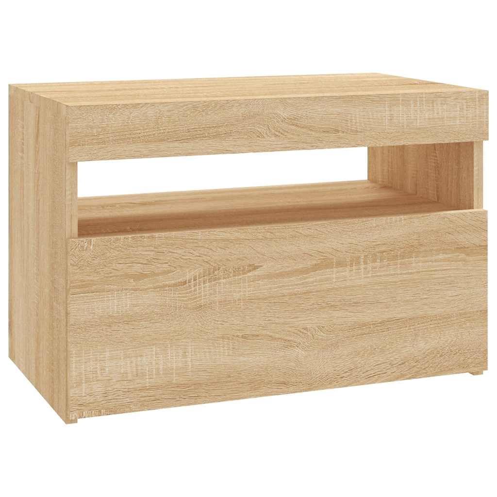 vidaXL Szafka pod TV z oświetleniem LED, dąb sonoma, 60x35x40 cm