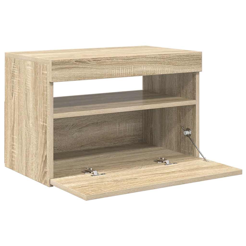 vidaXL Szafka pod TV z oświetleniem LED, dąb sonoma, 60x35x40 cm