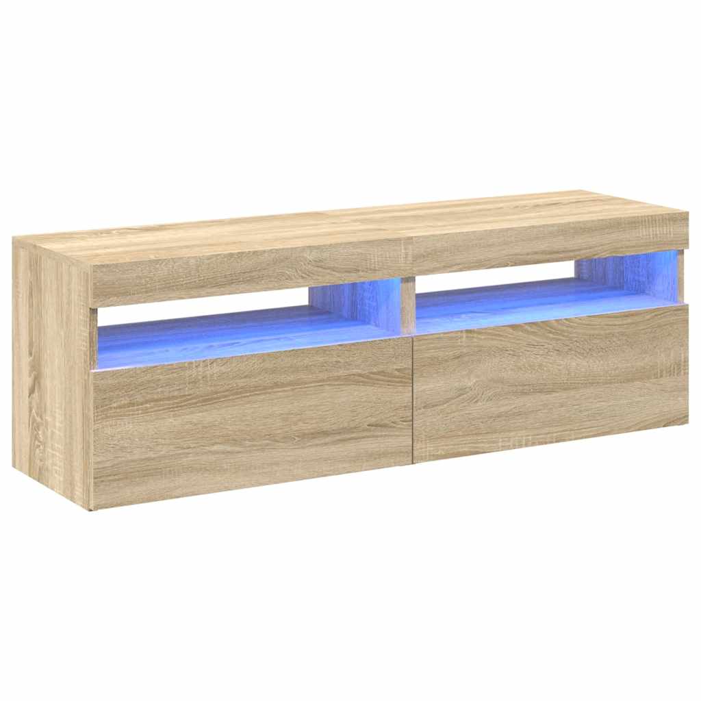 vidaXL Szafki TV z oświetleniem LED, 2 szt., dąb sonoma, 60x35x40 cm
