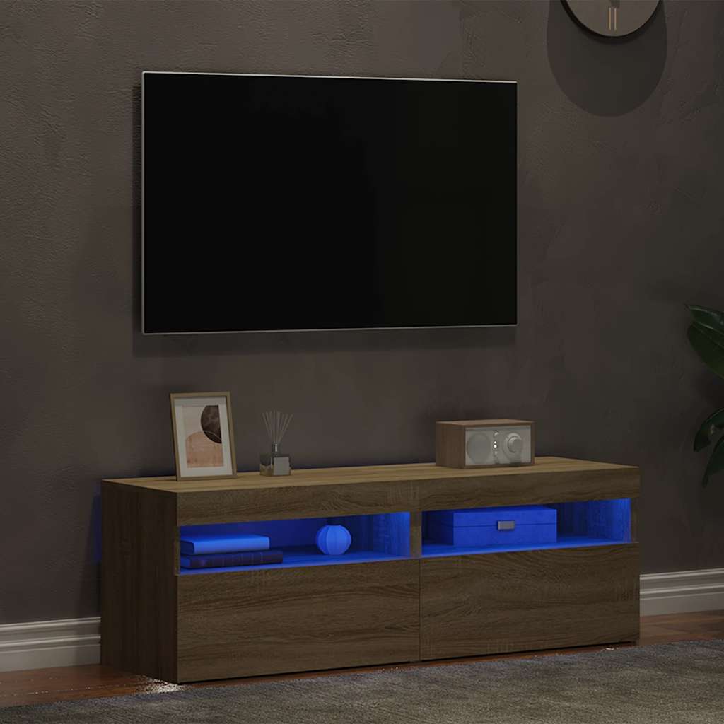 vidaXL Szafki TV z oświetleniem LED, 2 szt., dąb sonoma, 60x35x40 cm
