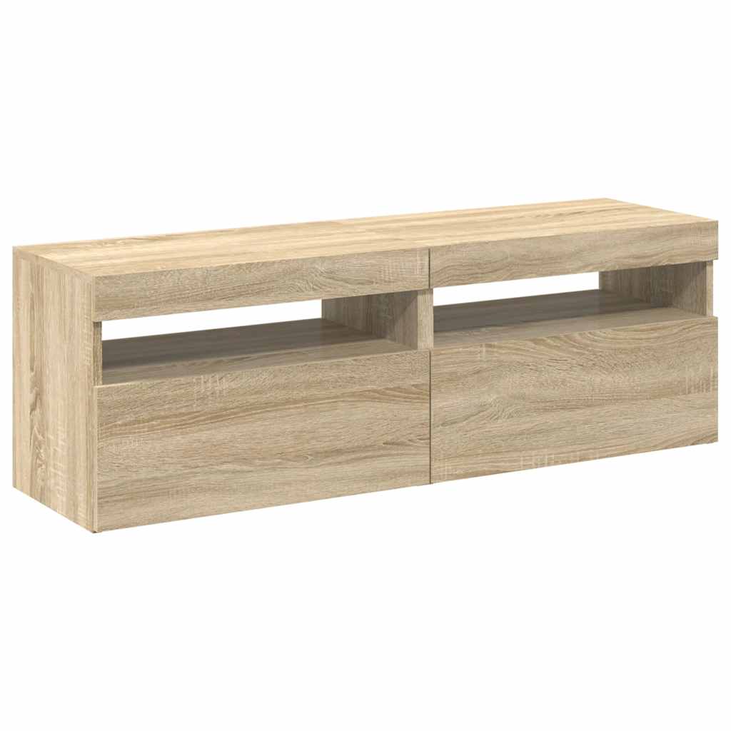 vidaXL Szafki TV z oświetleniem LED, 2 szt., dąb sonoma, 60x35x40 cm