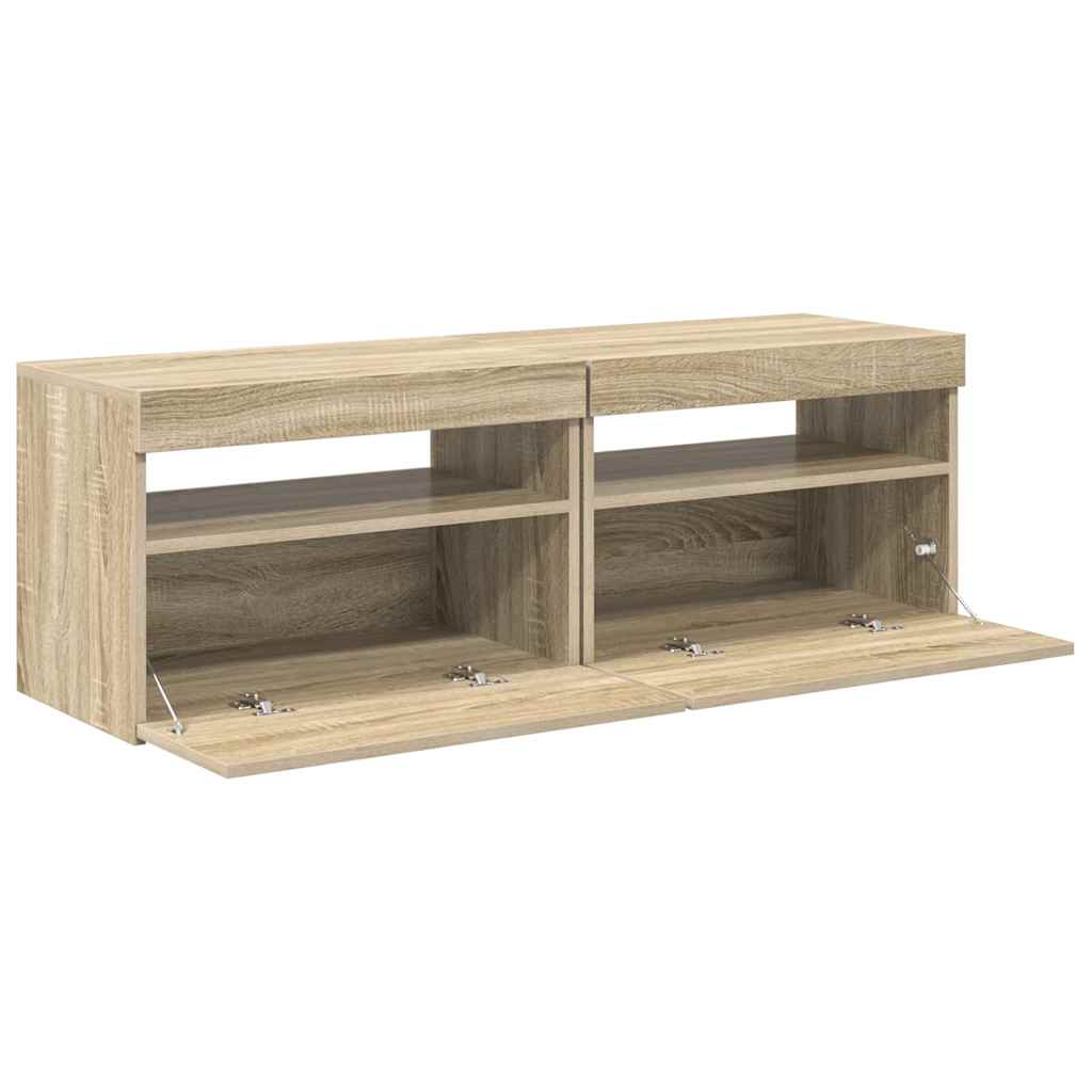 vidaXL Szafki TV z oświetleniem LED, 2 szt., dąb sonoma, 60x35x40 cm