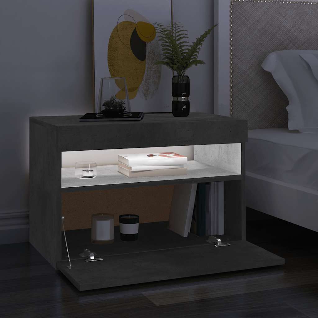 vidaXL Szafka pod TV z oświetleniem LED, szarość betonu, 60x35x40 cm