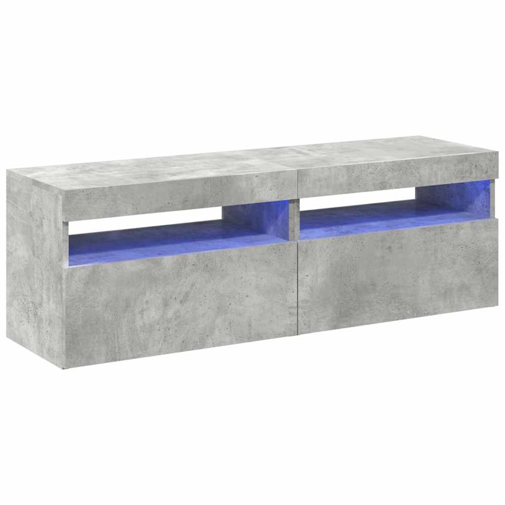 vidaXL Szafki TV z LED, 2 szt., szarość betonu, 60x35x40 cm