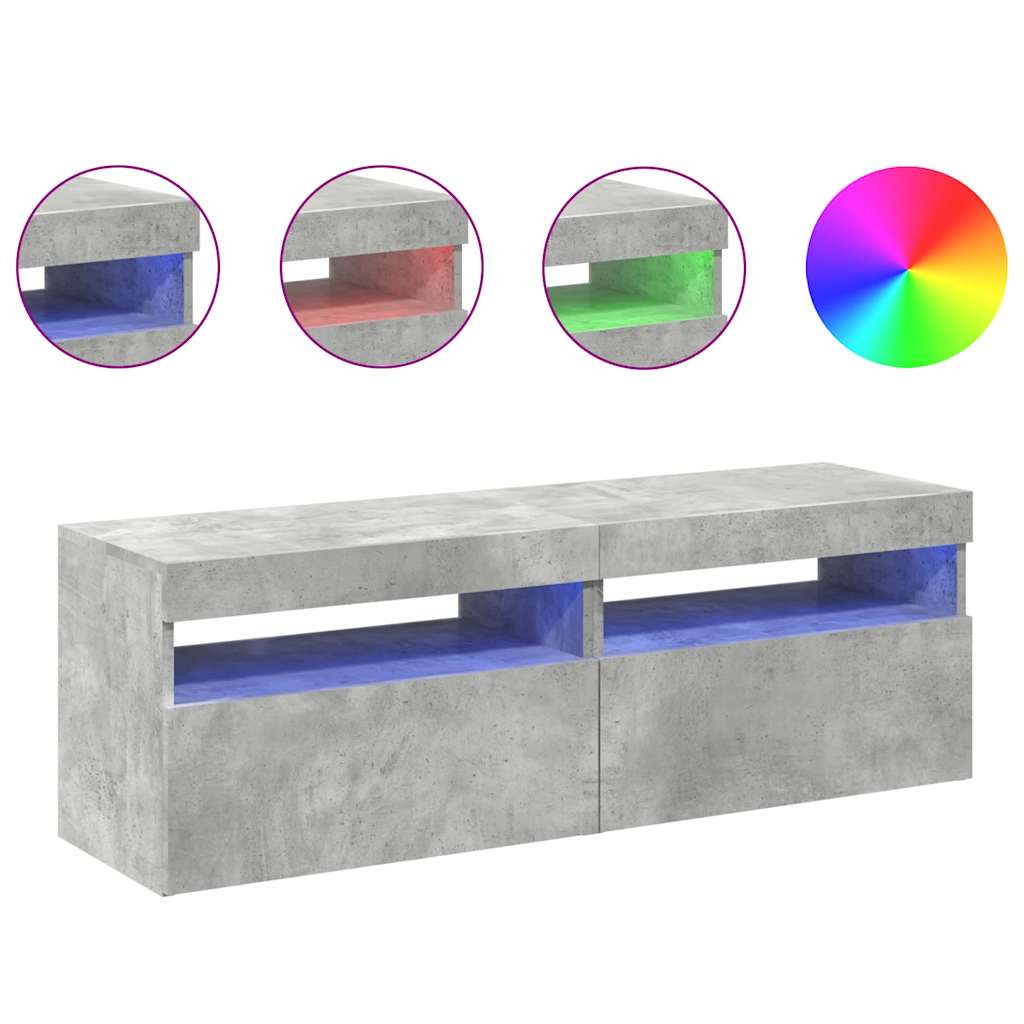 vidaXL Szafki TV z LED, 2 szt., szarość betonu, 60x35x40 cm