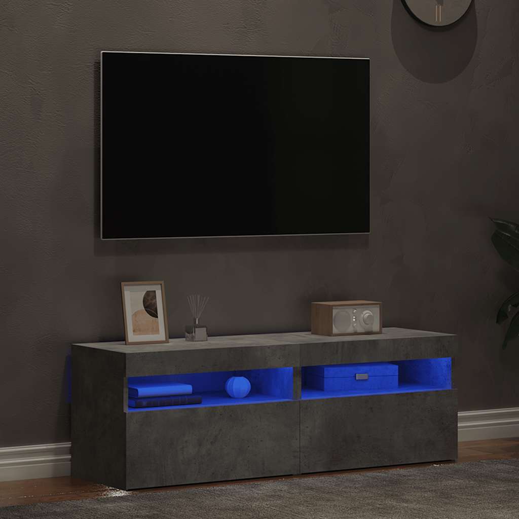 vidaXL Szafki TV z LED, 2 szt., szarość betonu, 60x35x40 cm