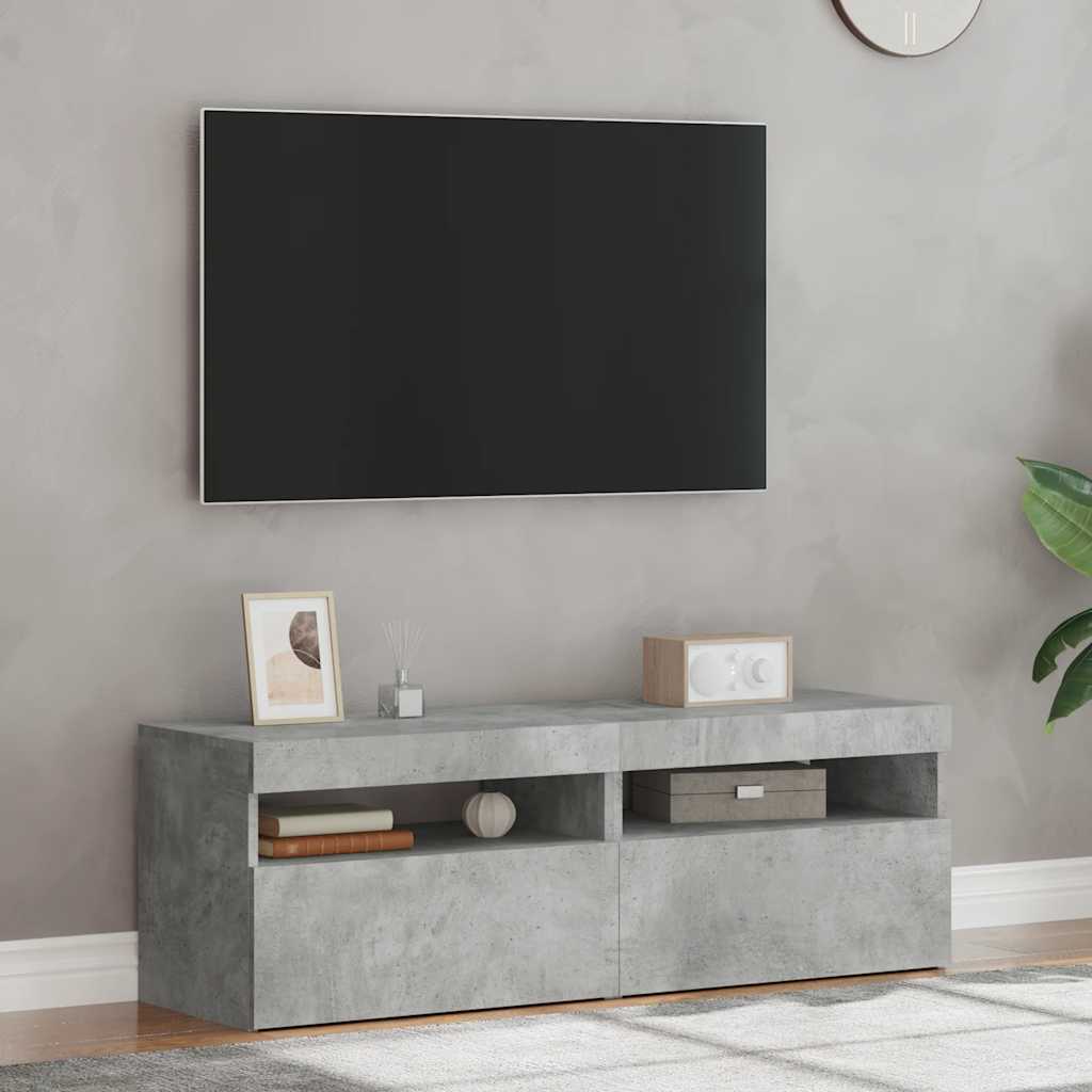 vidaXL Szafki TV z LED, 2 szt., szarość betonu, 60x35x40 cm
