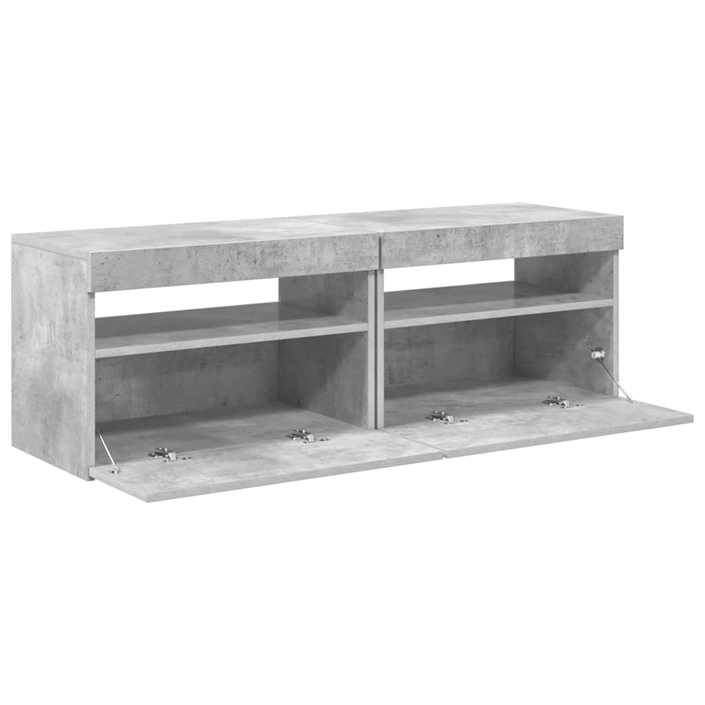 vidaXL Szafki TV z LED, 2 szt., szarość betonu, 60x35x40 cm