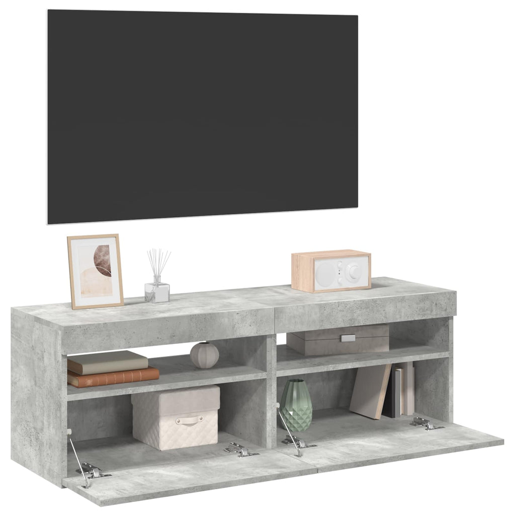 vidaXL Szafki TV z LED, 2 szt., szarość betonu, 60x35x40 cm