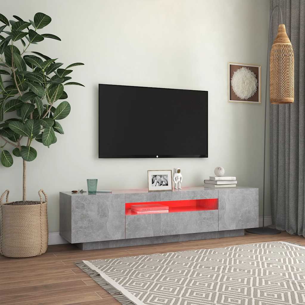 vidaXL Szafka TV z oświetleniem LED, szarość betonu, 160x35x40 cm