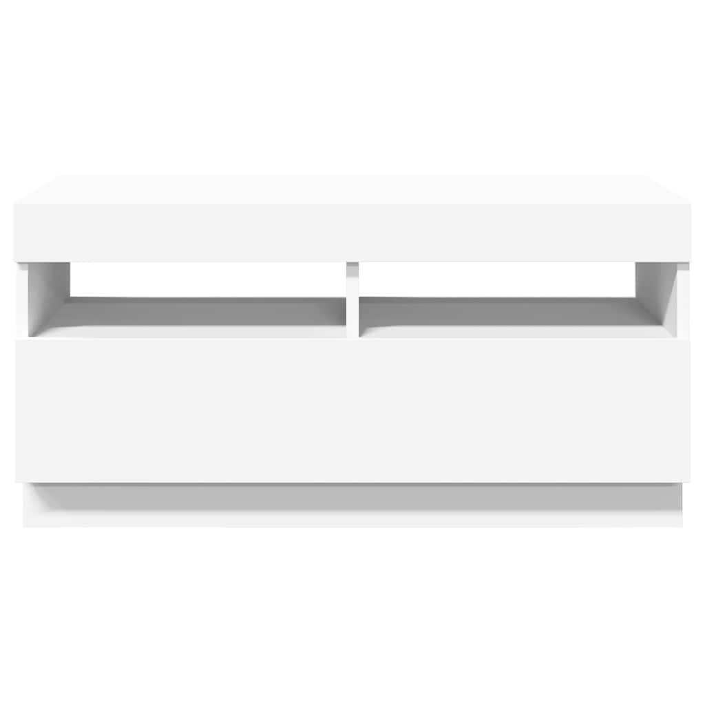 vidaXL Szafka pod TV z oświetleniem LED, biała, 80x35x40 cm