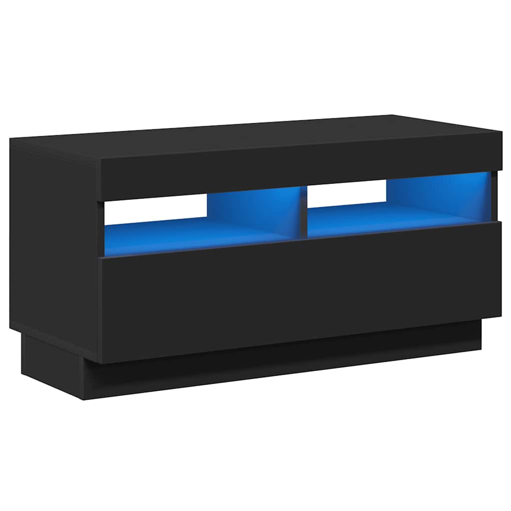 vidaXL Szafka pod TV z oświetleniem LED, czarna, 80x35x40 cm