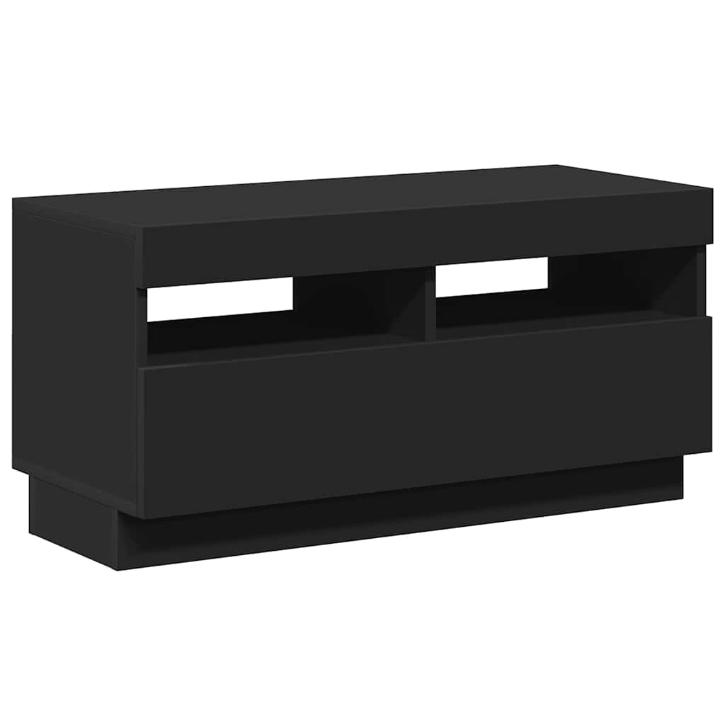 vidaXL Szafka pod TV z oświetleniem LED, czarna, 80x35x40 cm