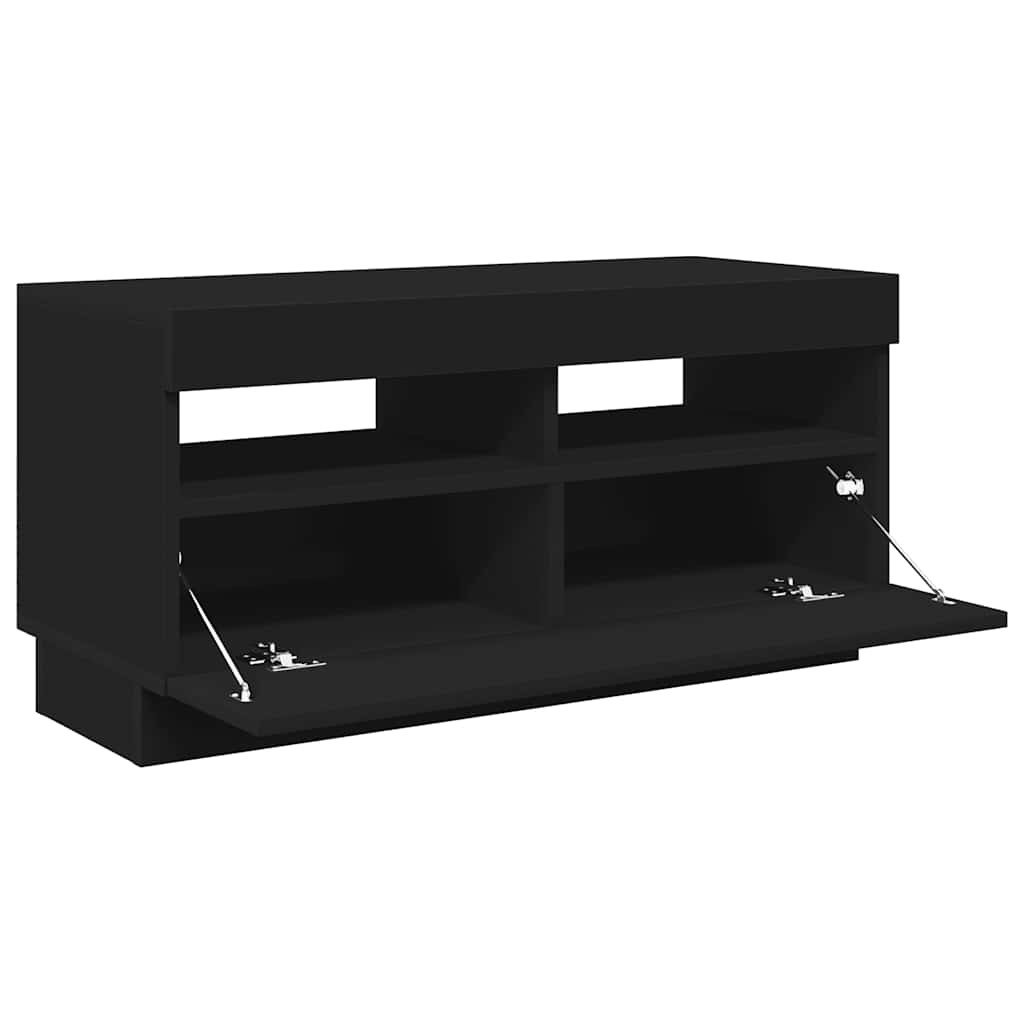 vidaXL Szafka pod TV z oświetleniem LED, czarna, 80x35x40 cm