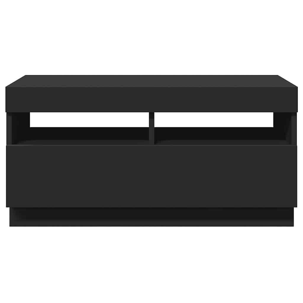 vidaXL Szafka pod TV z oświetleniem LED, czarna, 80x35x40 cm