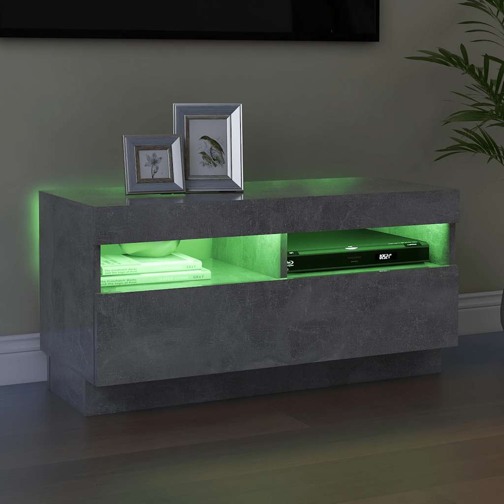 vidaXL Szafka pod TV z oświetleniem LED, szarość betonu, 80x35x40 cm