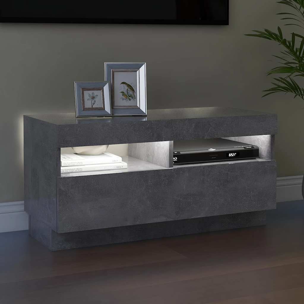 vidaXL Szafka pod TV z oświetleniem LED, szarość betonu, 80x35x40 cm