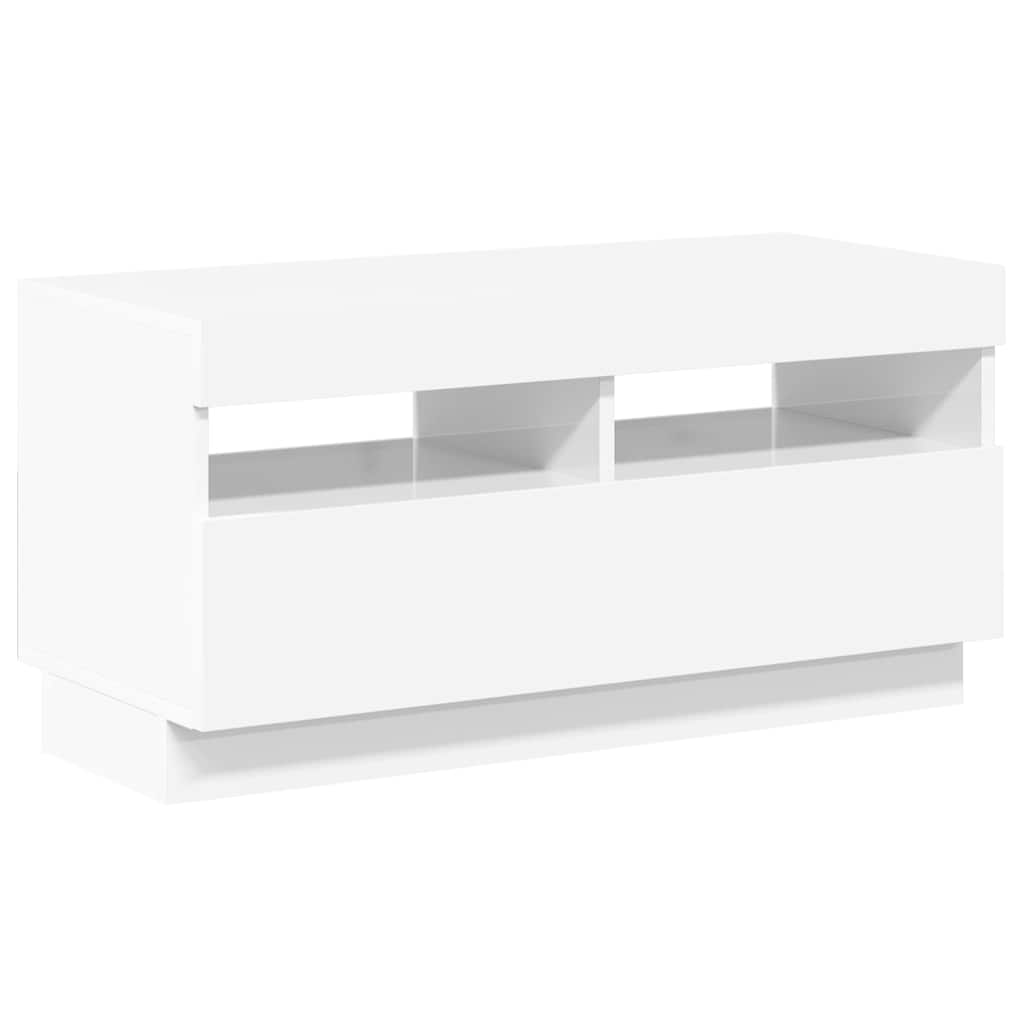 vidaXL Szafka pod TV z oświetleniem LED, biała z połyskiem, 80x35x40cm