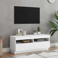 vidaXL Szafka pod TV z oświetleniem LED, biała, 100x35x40 cm