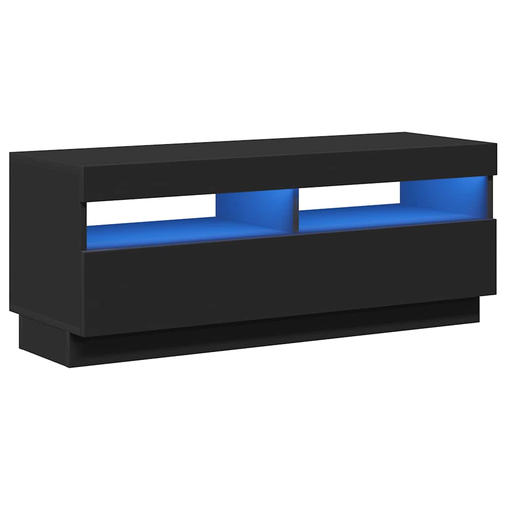 vidaXL Szafka pod TV z oświetleniem LED, czarna, 100x35x40 cm