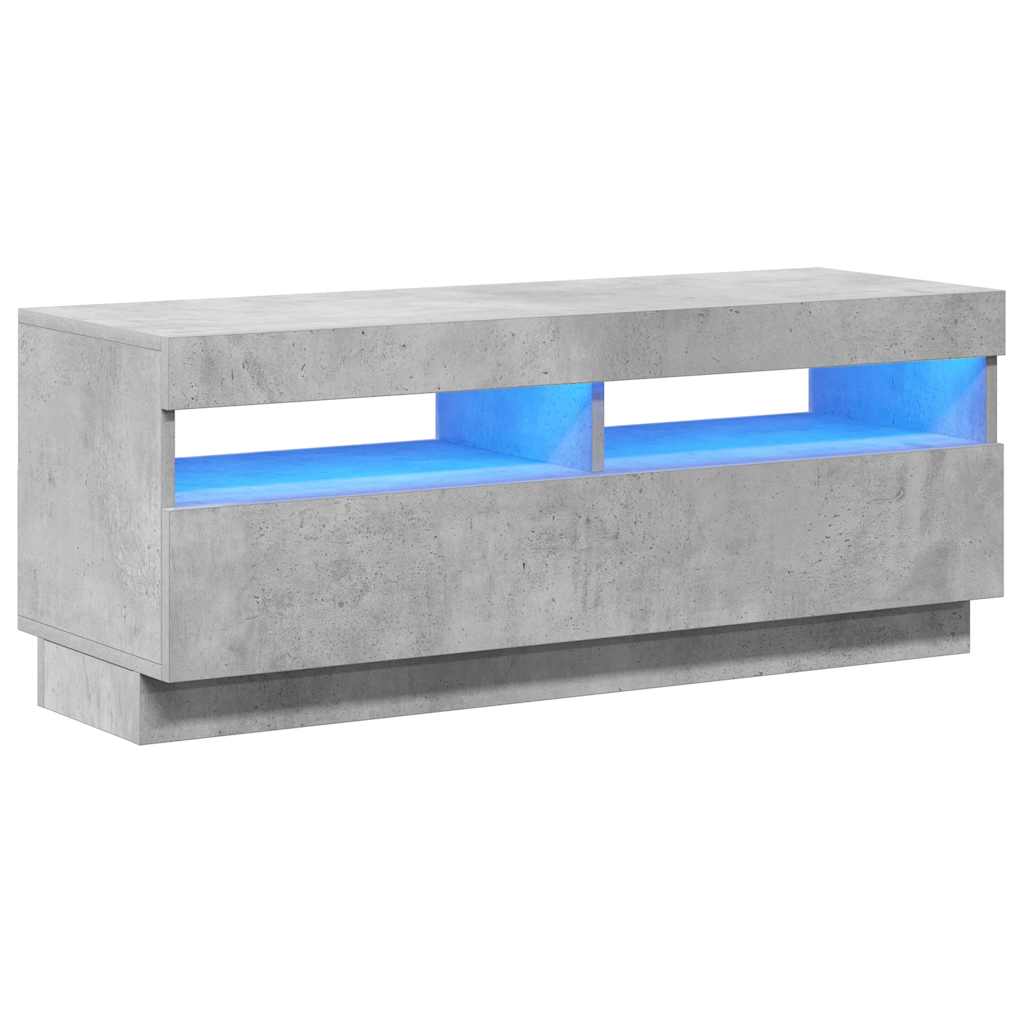 vidaXL Szafka pod TV z oświetleniem LED, szarość betonu, 100x35x40 cm