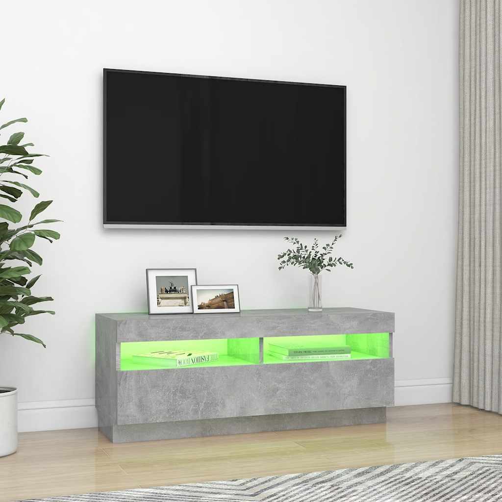 vidaXL Szafka pod TV z oświetleniem LED, szarość betonu, 100x35x40 cm