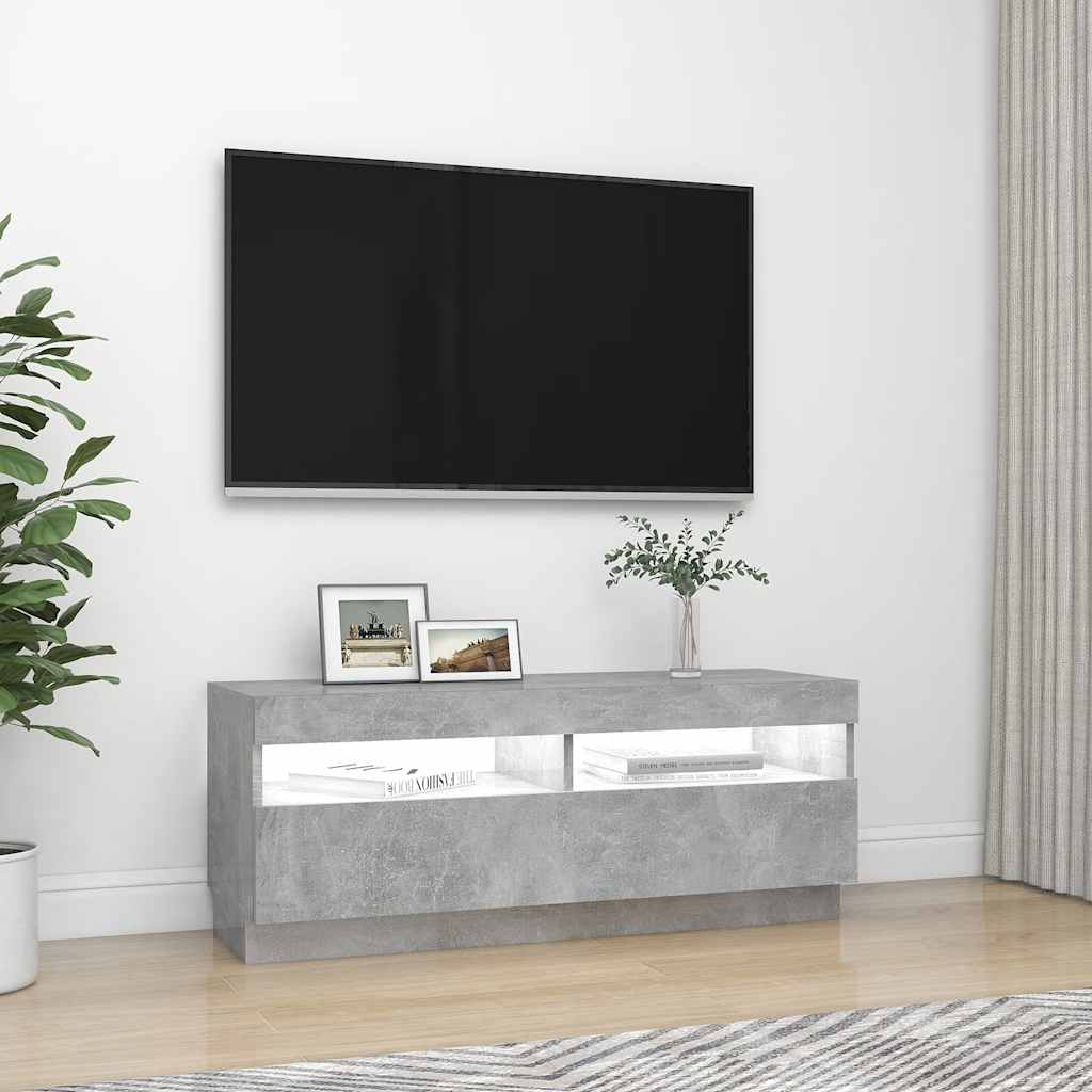 vidaXL Szafka pod TV z oświetleniem LED, szarość betonu, 100x35x40 cm