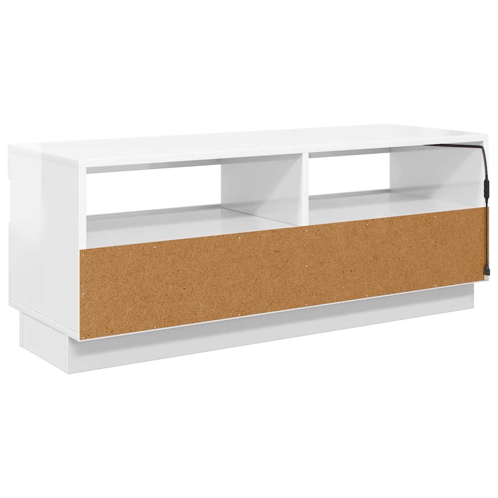 vidaXL Szafka TV z oświetleniem LED, biel z połyskiem, 100x35x40 cm