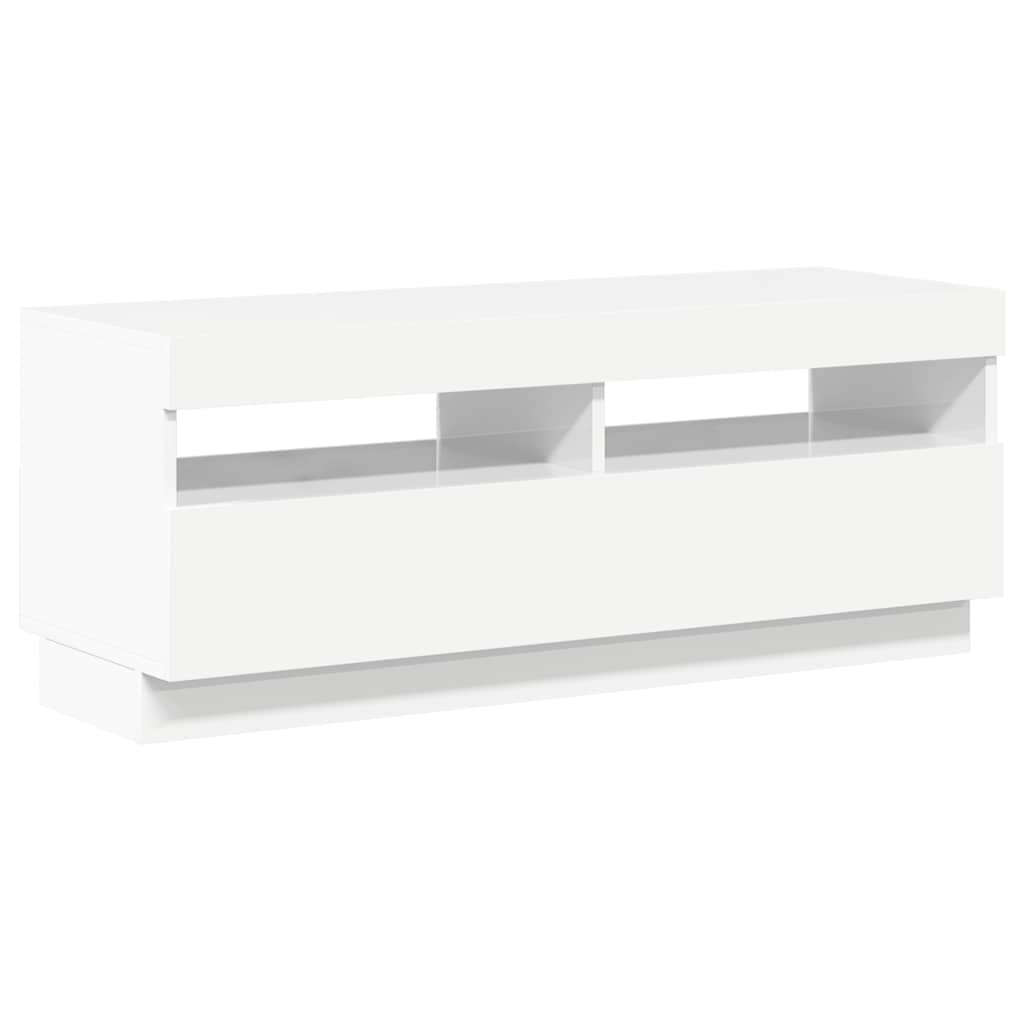 vidaXL Szafka TV z oświetleniem LED, biel z połyskiem, 100x35x40 cm