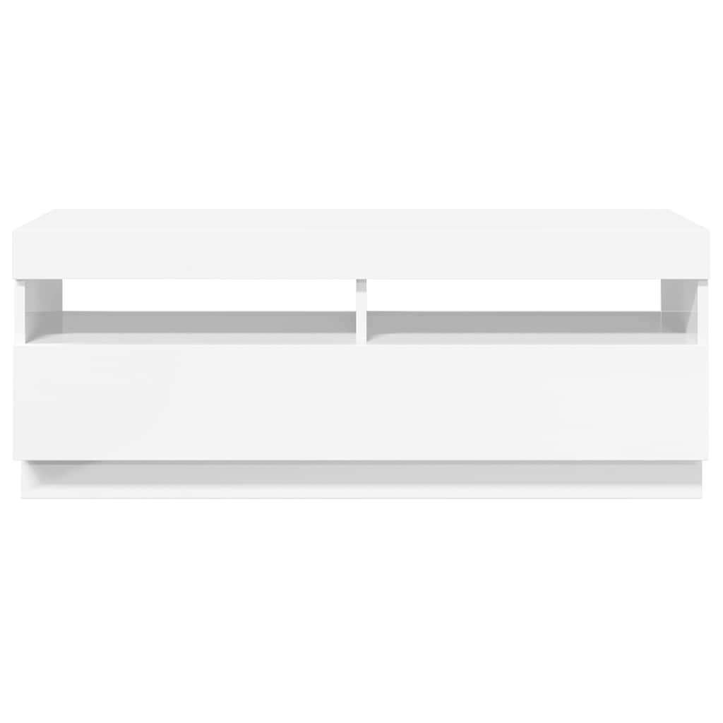 vidaXL Szafka TV z oświetleniem LED, biel z połyskiem, 100x35x40 cm