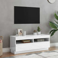 vidaXL Szafka TV z oświetleniem LED, biel z połyskiem, 100x35x40 cm
