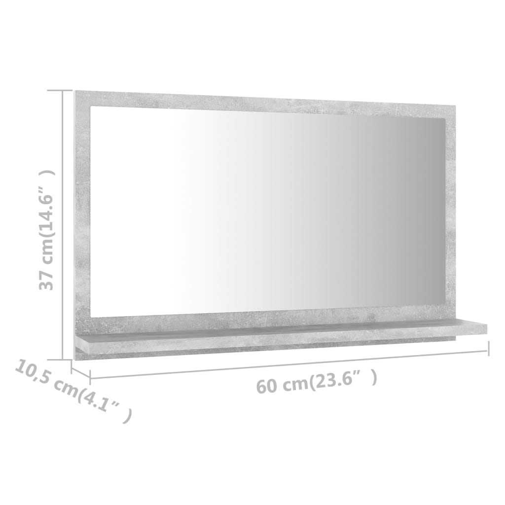 vidaXL Lustro łazienkowe, szarość betonu 60x10,5x37 cm