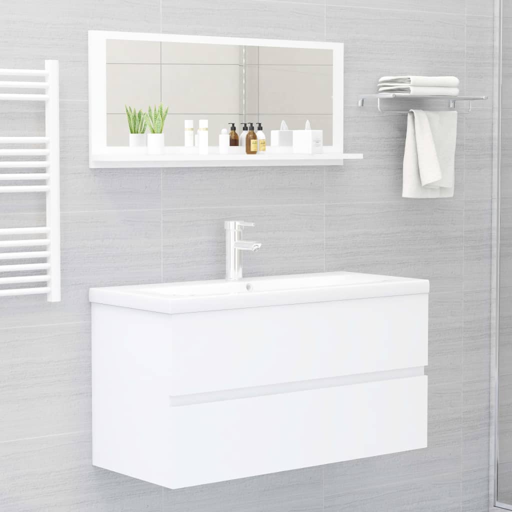vidaXL Lustro łazienkowe, białe 90x10,5x37 cm, materiał drewnopochodny