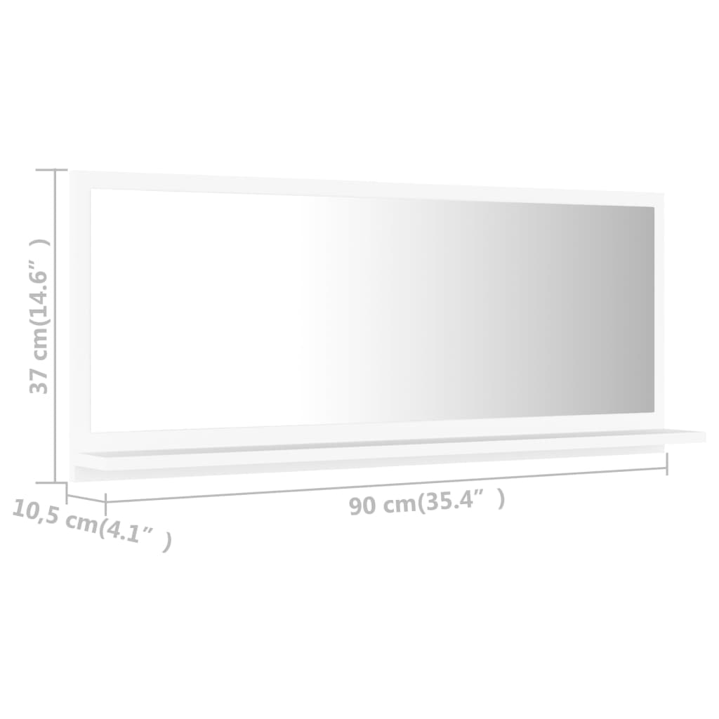 vidaXL Lustro łazienkowe, białe 90x10,5x37 cm, materiał drewnopochodny