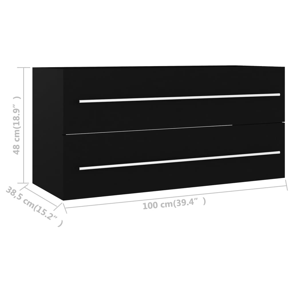 vidaXL Szafka pod umywalkę, czarna, 100x38,5x48 cm